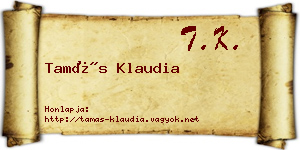 Tamás Klaudia névjegykártya